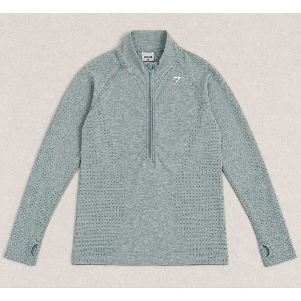 Gymshark Vital Seamless 1/4 Zip Pullover Sage Green XL